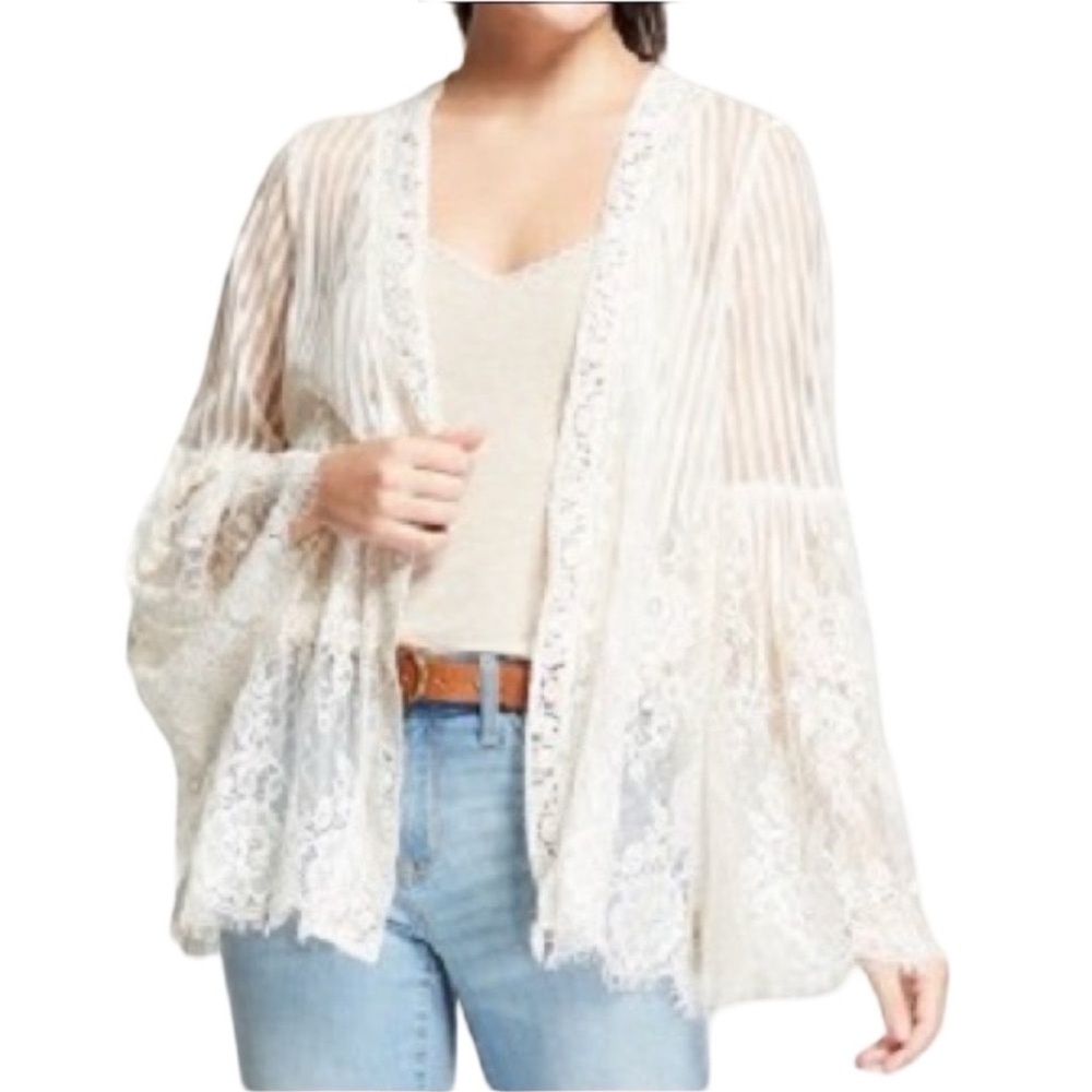 Xhilaration Pink Lace Open Cardigan Bell Sleeve XS